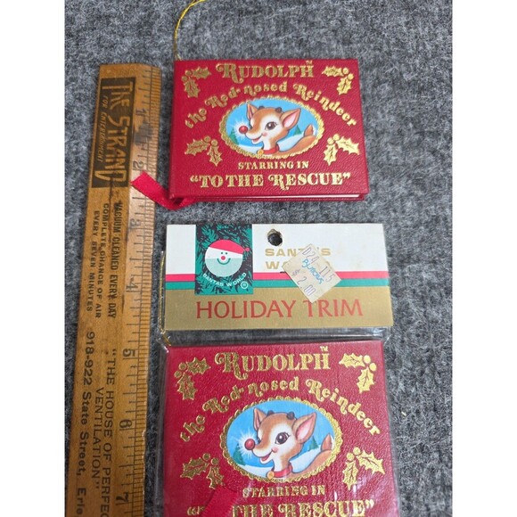2 Miniature Book & Ornament "Rudolph The Red-Nosed Reindeer" by Kurt Adler 1980 - Picture 5 of 7